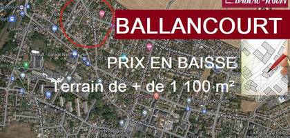 Terrain à Ballancourt-sur-Essonne en Essonne (91) de 1128 m² à vendre au prix de 183000€