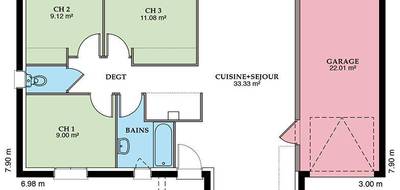 Terrain et maison à Mehun-sur-Yèvre en Cher (18) de 89 m² à vendre au prix de 177128€ - 4